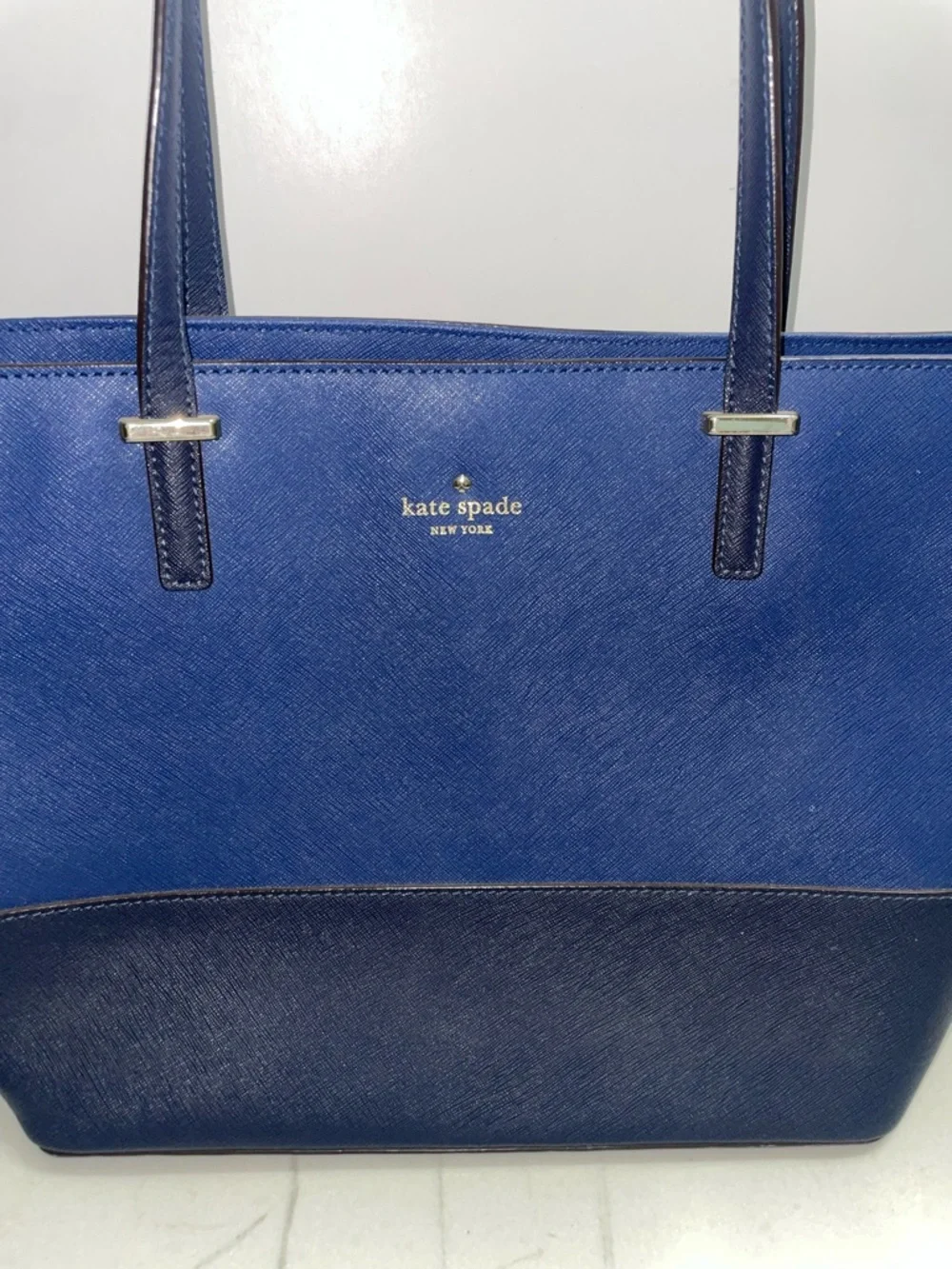 Kate Spade Cedar Street Harmony Color-block Two Toned Navy Blue Tote Bag Purse